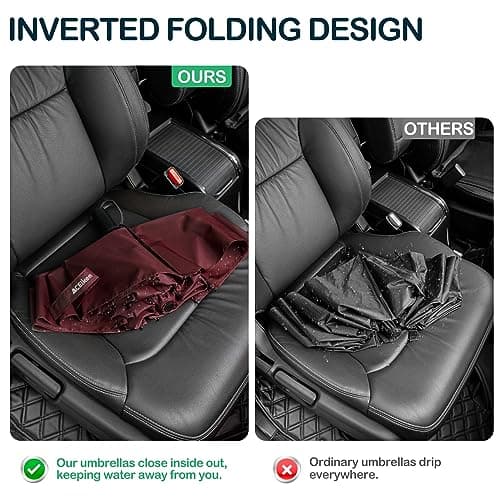ACEIken Umbrella Reverse Close Folding Windproof for Travel,106cm Burgundy — view 5