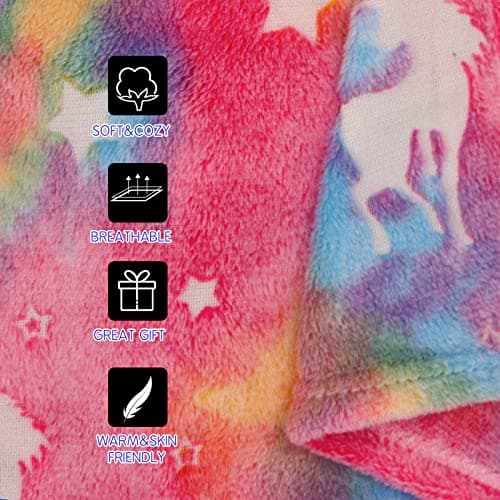 Ranedo kids Blanket, Glow in the Dark Blanket 150cm x 190cm, Unicorn Throw Kids Cozy Flannel Fleece, All Seasons Throw Christmas Holiday Birthday Gifts for Girls Teen Children Adults, Pink — view 5