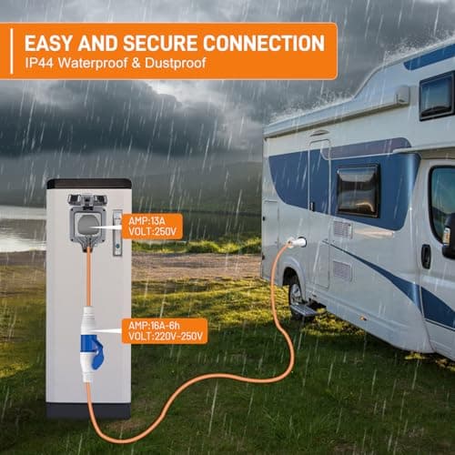 16amp to 13amp Adapter, 250V 3 Pin Plug UK Camping Electric Hook up Cable, Caravan Hook Up Cable, Motorhome Essentials, Heavy Duty Converter for Camping, Campervan, Motorhome & Boats — view 5