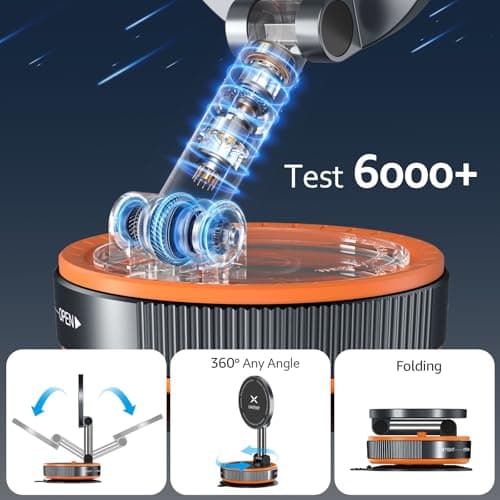 UKEXE Vacuum Magnetic Mobile Phone Holder Car for Magsafe Car Mount, 360° Adjustable Ultra Suction Cup Car Phone Mount for iPhone 17 Pro Max 16 15 14 13 12 Air Plus (Orange) — view 4