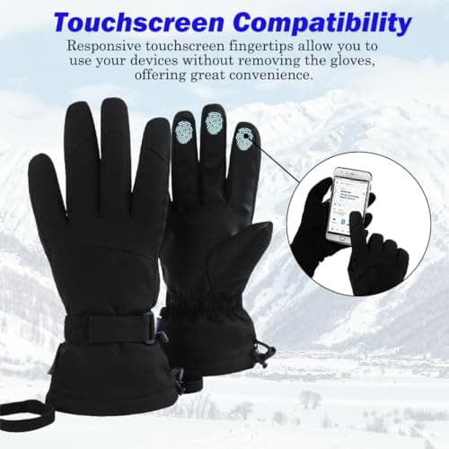 NexusGoods Thermal Touchscreen Ski Gloves - Waterproof & Insulated Snow Gloves for Men and Women For Snowboarding Ice Skating Winter Sports (Beige,S) — view 3