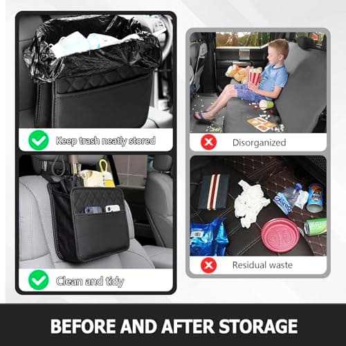 Car Seat Organiser,2 in 1 Hanging Car Storage Bag,Waterproof Leather Car Seat Back Storage,Foldable Car Seat Storage Organizer,Multifunctional Vehicle Accessories Suitable for Children and Adults — view 4