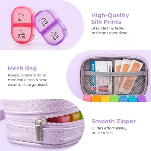 AUVON Weekly Pill Organiser with PU Leather Bag for Women, Dual Protection — view 4