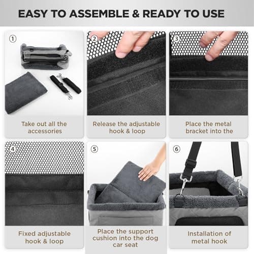 Upgrade Dog Booster Seat for Small Dogs,Dog Car Seat with Sturdy Metal Frame and Waterproof Leather Material for Small Pets up 20 lbs,Portable Travel Carrier with Storage Pocket — view 6