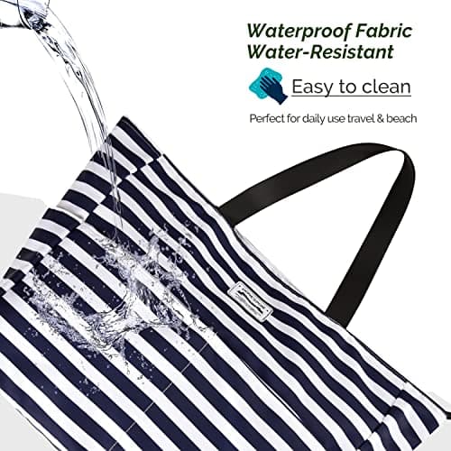 HOMESPON Large Waterproof Beach Bag for Women, Zippered Pool Tote — view 4