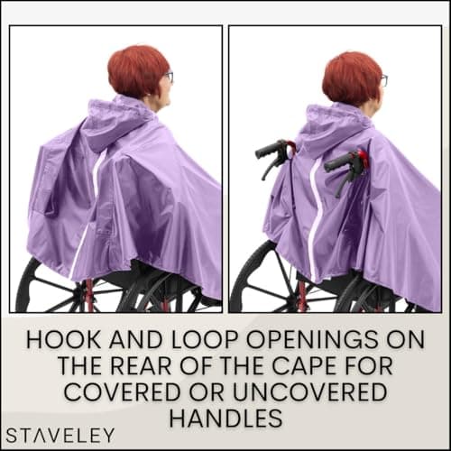 Staveley Wheelchair Rain Cape Poncho Waterproof | Unisex Lightweight Adult Mobility Rain Cape | Protection for Wheelchair & Electric Wheelchair Users (Lilac) — view 5