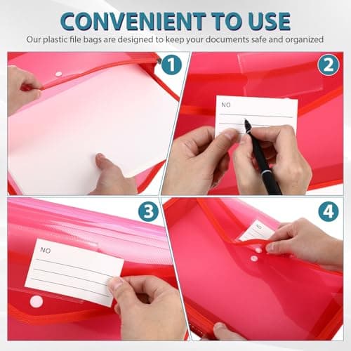 5pcs A4 Document Bag PP Plastic Wallet Folder with Snap Button — view 3