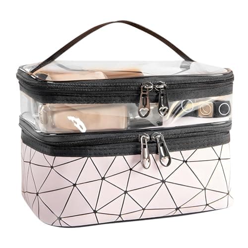 Large Capacity Travel Cosmetic Bag, Double Layer Makeup Bag