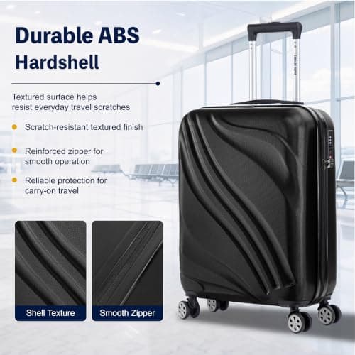 Luggage Depot Medium Suitcase, 64x44x24cm with TSA Lock, Side Hook, Black — view 3