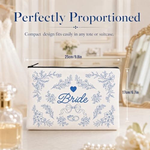 Bride Makeup Bag, Bride Gifts, Large Capacity Cosmetic Bag — view 2