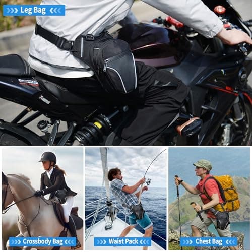 Tactical Bumbags Drop Leg Bag for Men Women Multifunctional Waist Pack for Motorcycle Bike Fanny Pack for Traveling Camping Hiking Cycling Motorcycling Fishing Crossbody Shoulder Pouch (Black#1) — view 5