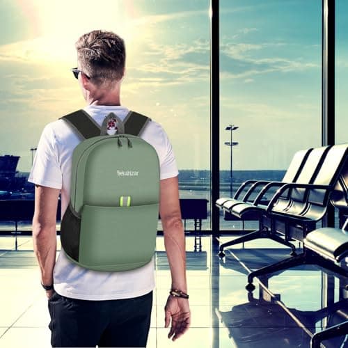 Bekahizar Small Rucksack 15L Packable Backpack Hiking Daypack Foldable Day Bag For Men Women Teens Travel Camping City Walking Mountaineering Climbing (Grey Green) — view 6