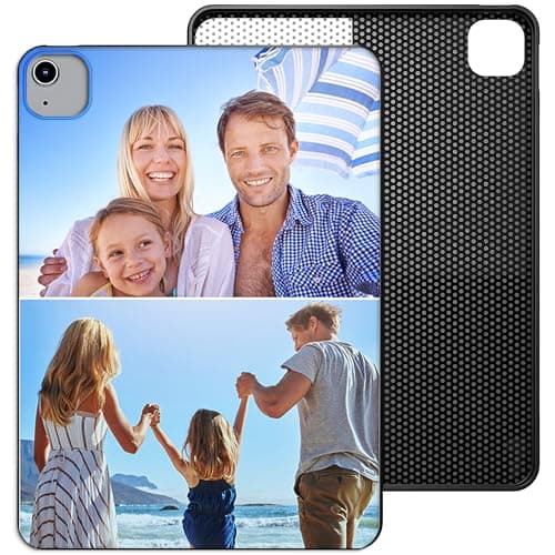 Personalised Case Compatible with All iPad models iPad 10th, 9th Gen,6th Gen, 5th Gen, Mini, Air, M2, M3 – Collage Photo Black Silicon Shockproof Cover - Personalize with TWO-PHOTOS