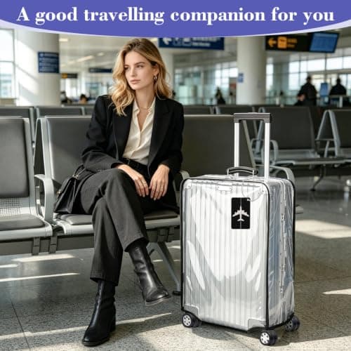 LIUCONGBD 28in Suitcase Cover Clear, Dustproof PVC with Tag and Wheel Cover — view 6