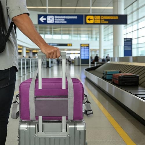 for Ryanair Cabin Bags 40x30x20 Underseat Airlines Cabin Bags 40x20x25 Travel Duffel Bag Carry On Hand Luggage Overnight Bag for Women Men 20L (Purple) — view 4