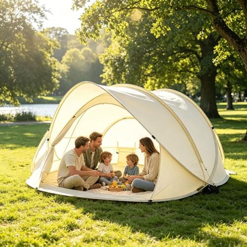 Portable Pop-Up Beach Tent, Outdoor Sun and Rain Protection Foldable Beach Shelter with Spacious Space, Easy to Set Up for Beaches, Gardens & Picnics — view 6