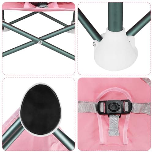 ICEBLUEOR Baby Camping Chair with Tray, Portable High Chair with Travel Bag, Baby Booster Seat Dining Chair, Foldable Travel High Chair, Feeding Chair for Babies and Toddlers (Pink) — view 6