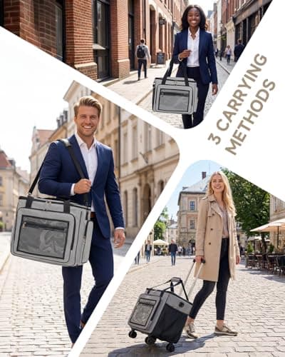 Amythe Rolling Teacher Tote Bag with 15.6" Laptop Compartment, 5 Wheels Craft Cart Organizer with Detachable Trolley, Laptop Briefcase for Women for Office,Work,Travel, Grey — view 6