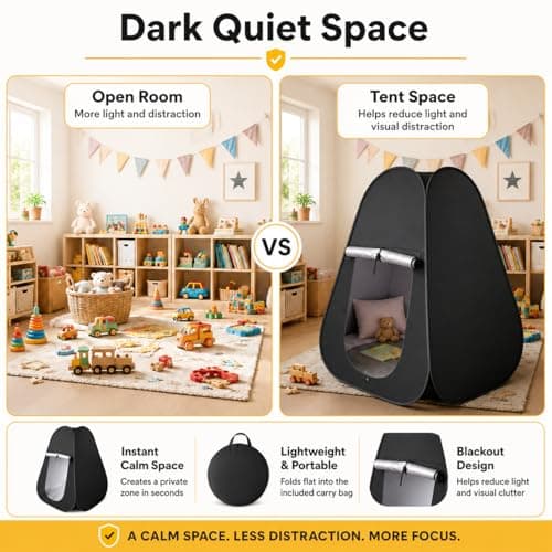 Small Sensory Tent, Pop Up Blackout Indoor Tent with Carry Bag — view 5