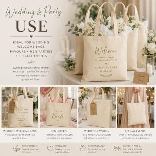 Cotton Canvas Tote Bags, Bulk Pack of 10 100% Natural Cotton Blank Shopping Bags for Printing, Crafting & Personalisation, Reusable Eco-Friendly Tote Bags with Long Handles (38 x 42cm, 110gsm) — view 3