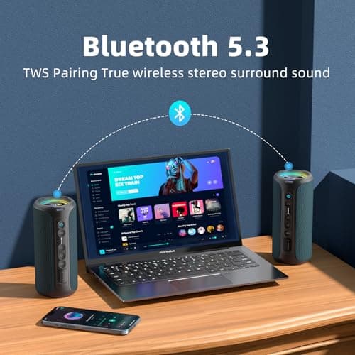 Ortizan 40W Bluetooth Speaker X8Pro with Voice Assistant & Strap, Portable Speakers Wireless Bluetooth 5.3 with RGB Light, Loud Volume & Enhanced Bass, IPX7 Waterproof, 30H Play, 3 EQ Modes,Aux/TF/TWS — view 4