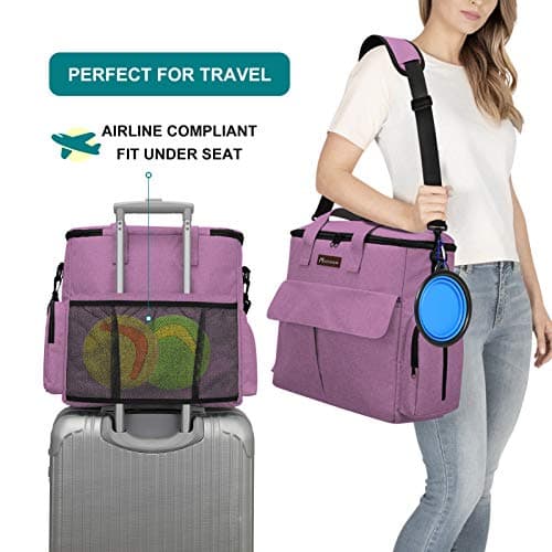 Airline Approved Pet Travel Bag, Weekend Travel Set for Dog and Cat, Tote Organizer with Multi-Function Pockets, Pink — view 5