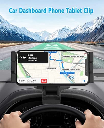 Dashboard Car Phone Clip Mount, Sun Visor & Rearview Mirror Phone Holder — view 2