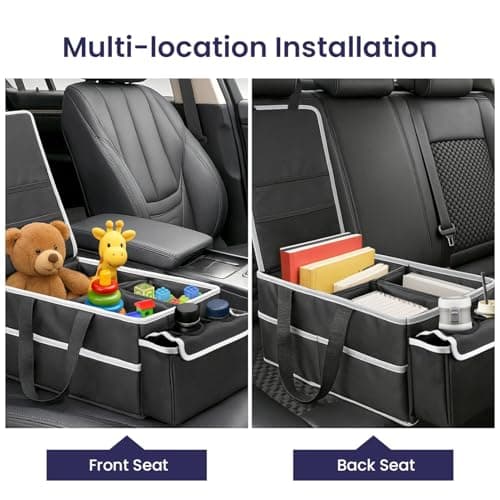 Youyijia Back Seat Organizer Foldable Car Organizer Front and Rear Seat Organizer with Dividers Cup Holders and Lids Suitable for Front Seat/Back Seat/Trunk Car Accessories Interior — view 3