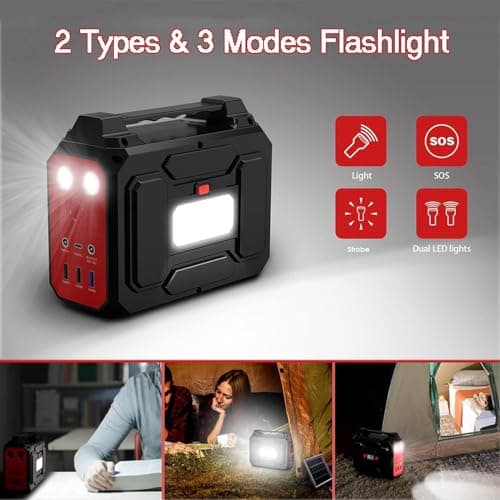 Powkey 100W Portable Power Station 97.68Wh/ 27000mAh,Outdoors,Red — view 5