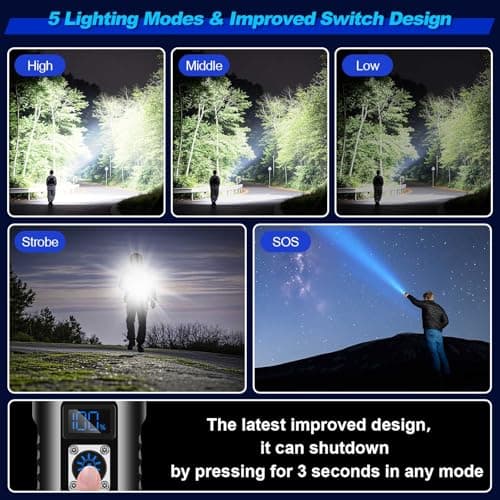 Fsiviim 1000000 Lumen Rechargeable Torches Led Super Bright, Powerful Torch — view 6