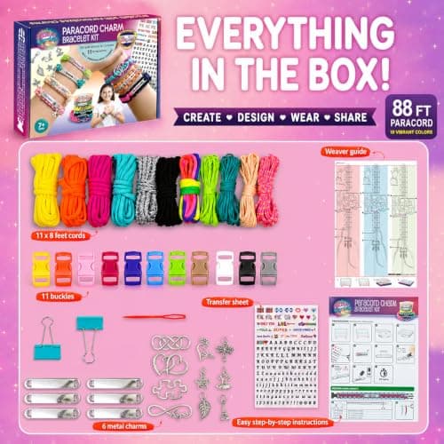 Paracord Bracelet Making Kit with Charms - Art & Craft Gift for KIDS Age 8 9 10 11 12 & Teens 13 14 Year Old. Make Your Own Friendship & Jewellery for Birthday, Travel Activity, Camp & Project — view 4