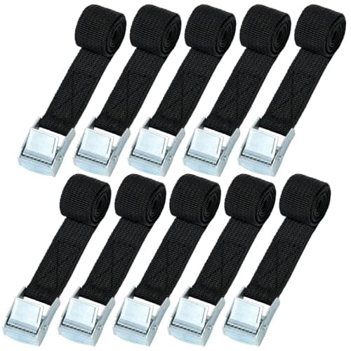 URAQT Tie Down Straps, 10 Pack Heavy Duty Tensioning Belts, 0.5M Adjustable Cargo Straps Ratchet Straps, Suitable for Motorcycle, Cargo, Trucks, Trailer, Luggage, 250kg Loading Capacity, Quick Release