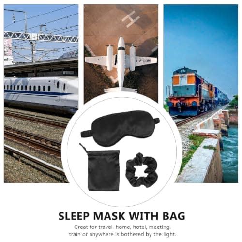 Silk 3pcs Eye Mask Set Sleep with Hair Rope and Storage Bag — view 3