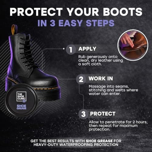 Shoe Clinic Shoe Grease | Leather Conditioner & Waterproofing for Shoes & Boots | Softens, Conditions & Helps Prevent Cracking | Hiking, Walking & Work Boot Care | 85g — view 4