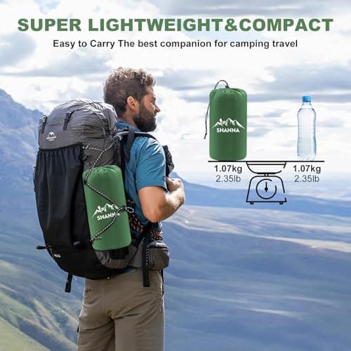 SHANNA Camping Sleeping Pad with Pillow: Extra Thick 12cm Ultralight Self Inflating Air Mat, Connectable 50D Insulated Sleep Mattress for Backpacking, Camp, Hiking, Tent (Olive Green) — view 5