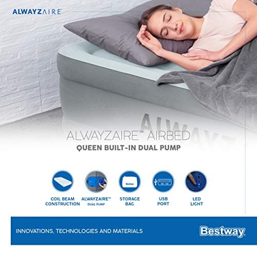 Bestway AlwayzAire Queen Air Mattress with Built-In Dual Pump, USB Port, LED Light & Travel Bag – 203 x 152 x 46cm — view 2
