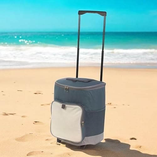 URBNLIVING 28L Insulated Cooler Bag on Wheels - Trolley Cart with Extendable Handle, Waterproof & Spacious, Front & Side Pockets - Perfect for Camping, BBQ, Picnic, Beach & Outdoor Adventures — view 6