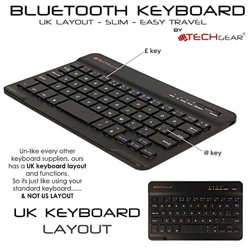 TECHGEAR [Active Strike (S) Slim Line Bluetooth Wireless UK Qwerty Keyboard With Carry Case Works for Samsung Galaxy Tab A8 10.5", Tab A7 10.4" SM-X200 SM-X205, Tab A 10.1 SM-T510 T580 Tablets — view 3
