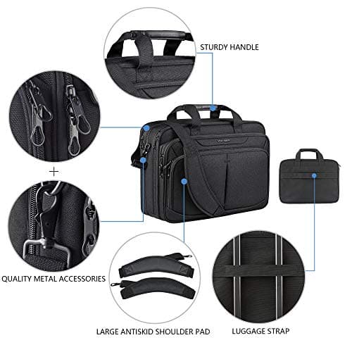 KROSER Laptop Bag Expandable Lightweight Briefcase for 17.3" Work Bag — view 6
