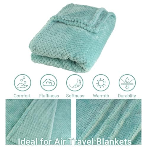 Compact Travel Blanket for Airplane, Premium Soft 2-in-1 Blanket with Pillowcase and Carry Bag, Lightweight Travel Essentials with Luggage Sleeve and Backpack Clip, Mint Green — view 5