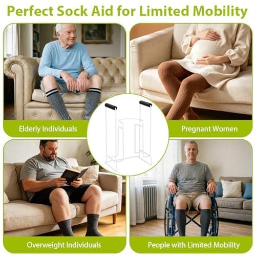 Vicloon Sock Aid to Put on Compression Socks, Compression Sock Aid Device Fits Calves Less Than 39cm, Easy Grip Help Putting on Socks Device Stable Sock Aids for Seniors, Pregnant, Limited Mobility — view 6