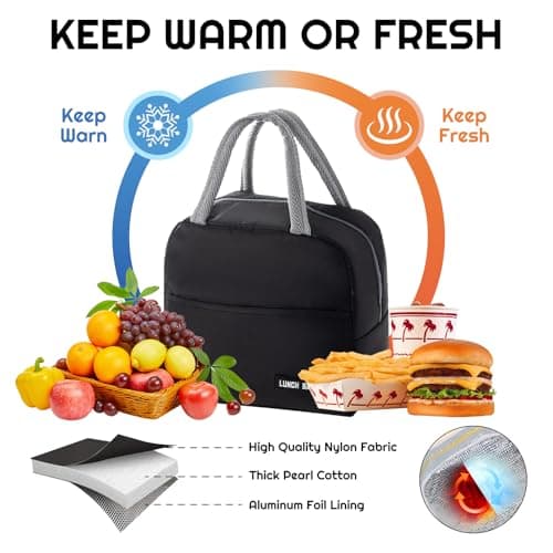 SUOXU Insulated Lunch Bag for Men Women Kids Cool Bag- Reusable Thermal Food Bag Ice Pack with Leak-Proof Liner, Cooler Tote for Work, School, Picnic & Travel (5L-Black) — view 3