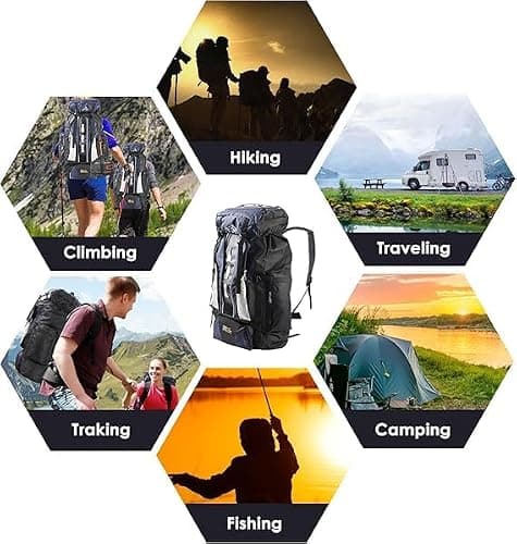 LN COZY CORNER 100L Internal Frame Backpack, Waterproof Hiking Camping Backpack, Large Capacity Travel Rucksack with Adjustable Straps & Breathable Back Support for Trekking — view 4