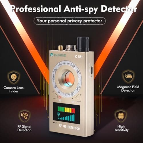 JMDHKK K18+ Hidden Camera Detector, Spy Camera Finder, Bug Detector, Magnetic Field Detector, Listening Device Detector – Privacy Protection Tool for Home, Office, Hotel, and Travel Security(Gold) — view 2