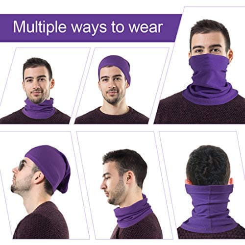 HEGCOIIE Neck Warmer Snood for Men & Women,Winter Neck Gaiter Fleece Bandana Face Covering Mask Windproof Neck Scarf Neckwear for Outdoor Sports Motorcycle Skiing Running Cycling (Purple) — view 5