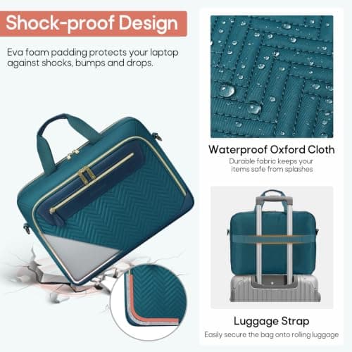 RAINSMORE 17.3 Inch Laptop Bag for Women Water Resistant Briefcase — view 6