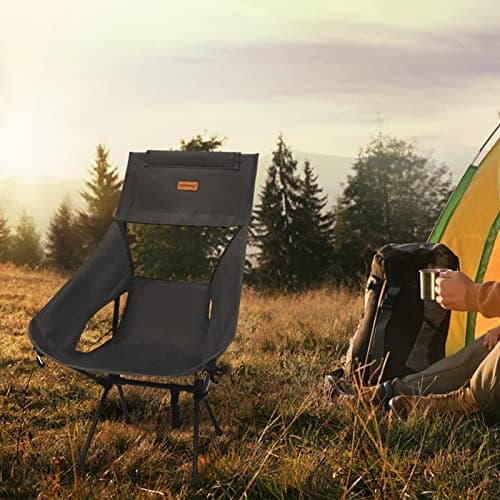 Rainberg Ultra Lightweight High Back Camping Chair, Folding Chair, Camping Chairs for Adults, Foldable Garden Outdoor Picnic BBQ Chairs. (Pack of 2, Black) — view 6