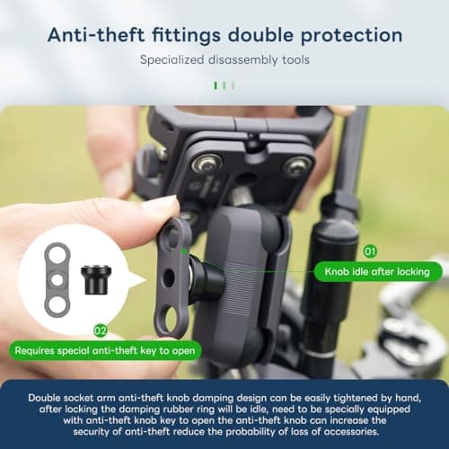 FANAUE Aluminum Anti-theft Bike Motorcycle Phone Mount with Vibration Dampener for Bicycle/ATV/UTV/Scooter Handlebar, Compatible with RAM Mounts B size Double Socket Arm for 5.5-7'' Smartphone. — view 4