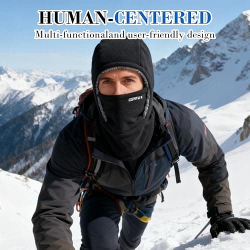 TASBER Unisex Winter Balaclava, Windproof Ski Mask, Warm Face Cover Mask, Cold Weather Windproof Thermal Warmer, Thermal Fleece Full Face Mask for Outdoor Sports (Brown) — view 6