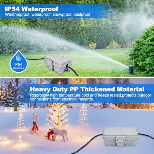 Hrensaw Small Weatherproof Electrical Connection Box(Inner 5.5 x 3 x 2.2inch),Outdoor Electrical Box,Waterproof Extension Cord Covers for Plug, Extension Cables, Holiday Lights,Grey — view 4